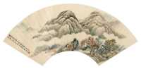 姜筠 丁酉（1897年）作 山水 扇面